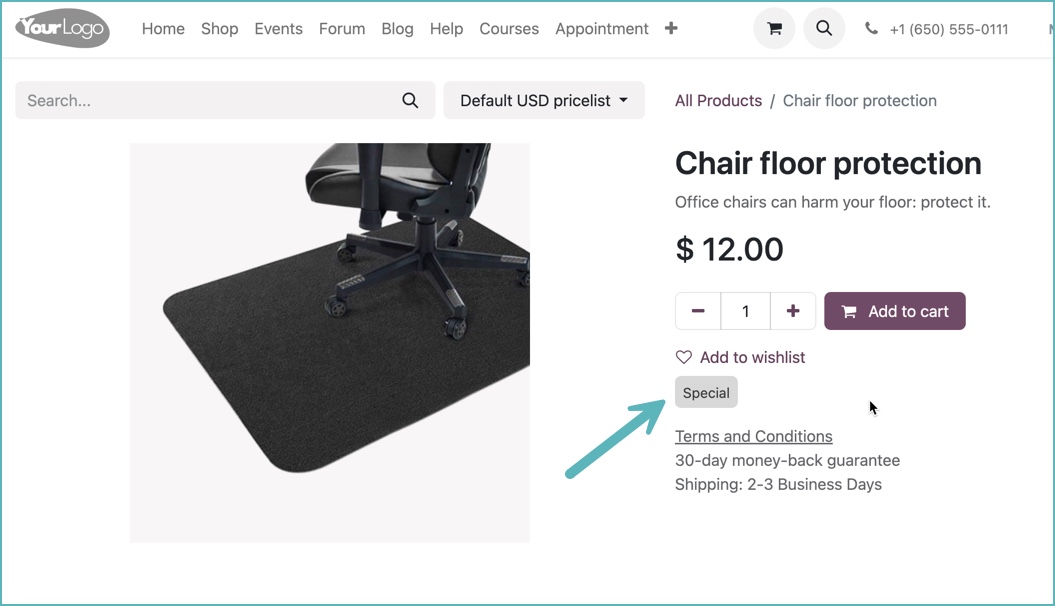 Add labels to product page