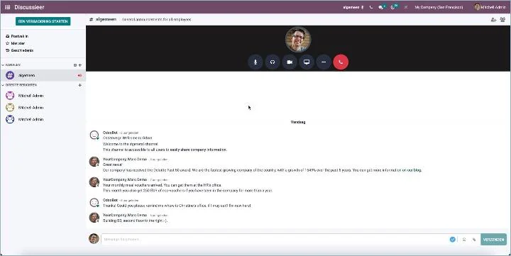 Odoo Discussie App Scherm