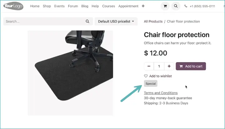 Odoo 17 - E-commerce App Labels koppelen