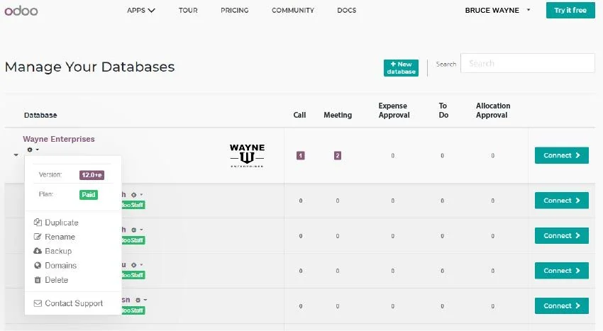 Odoo Online - Beheer je database