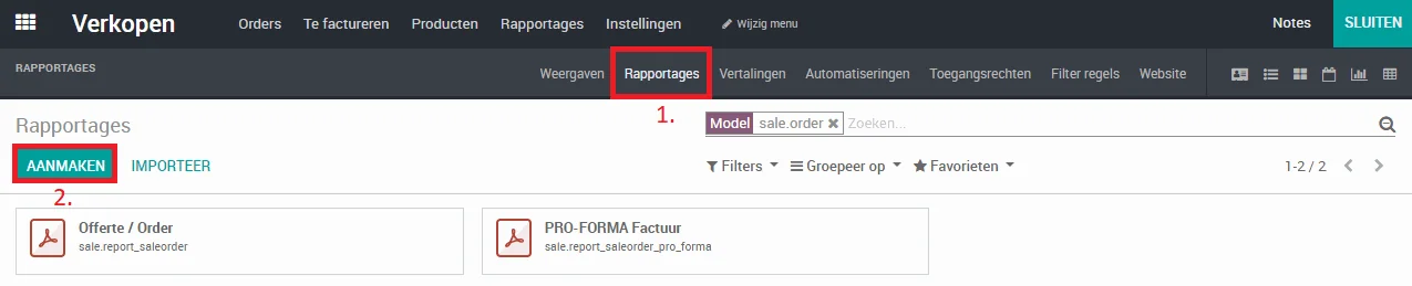 Odoo Studio Rapportages