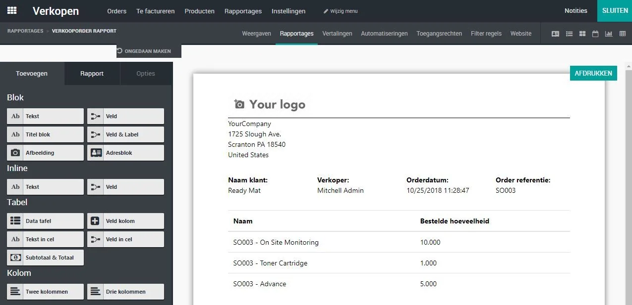 Odoo Studio voorbeeld