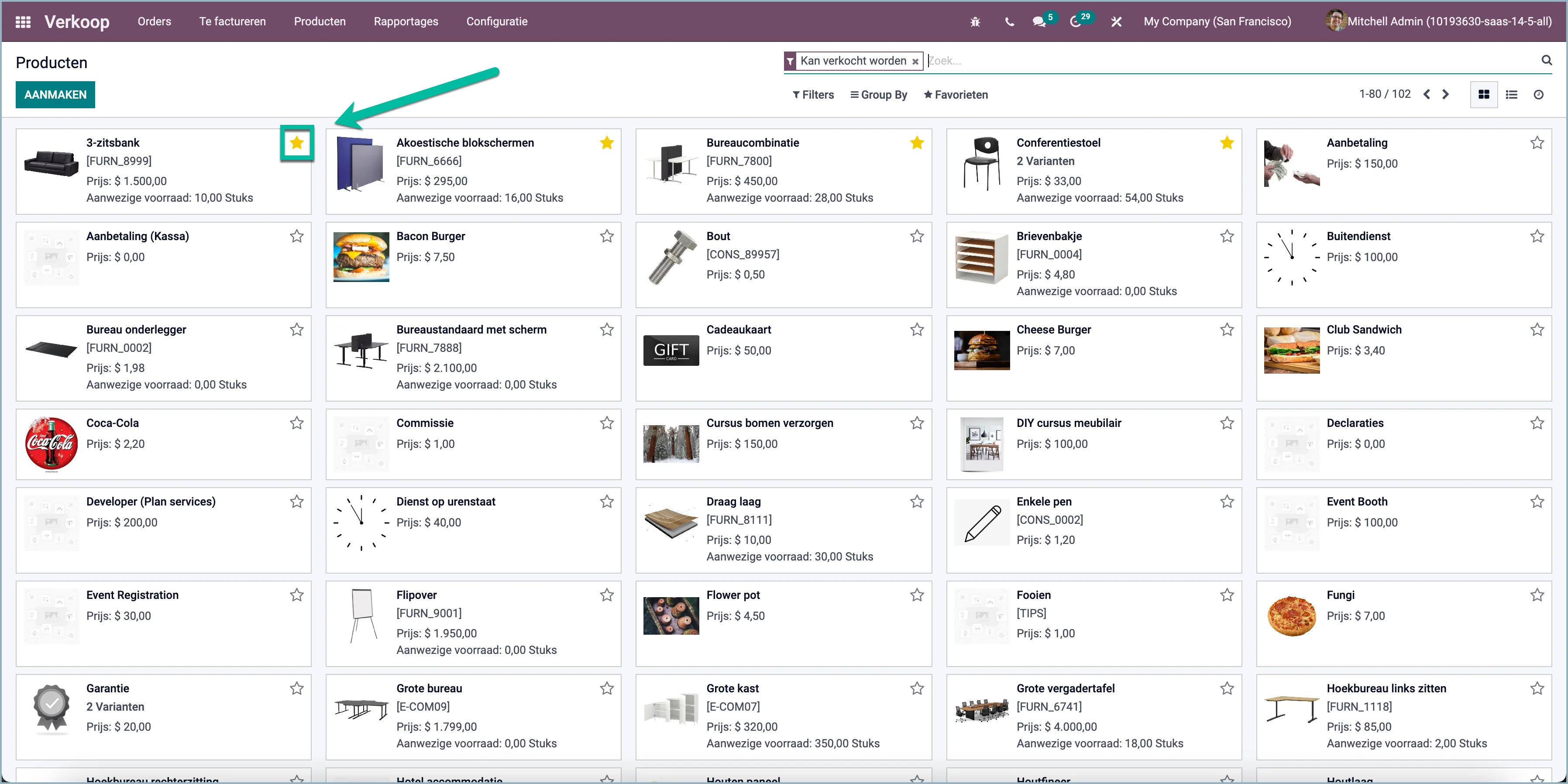 Odoo Favoriete producten - Odoo Experts