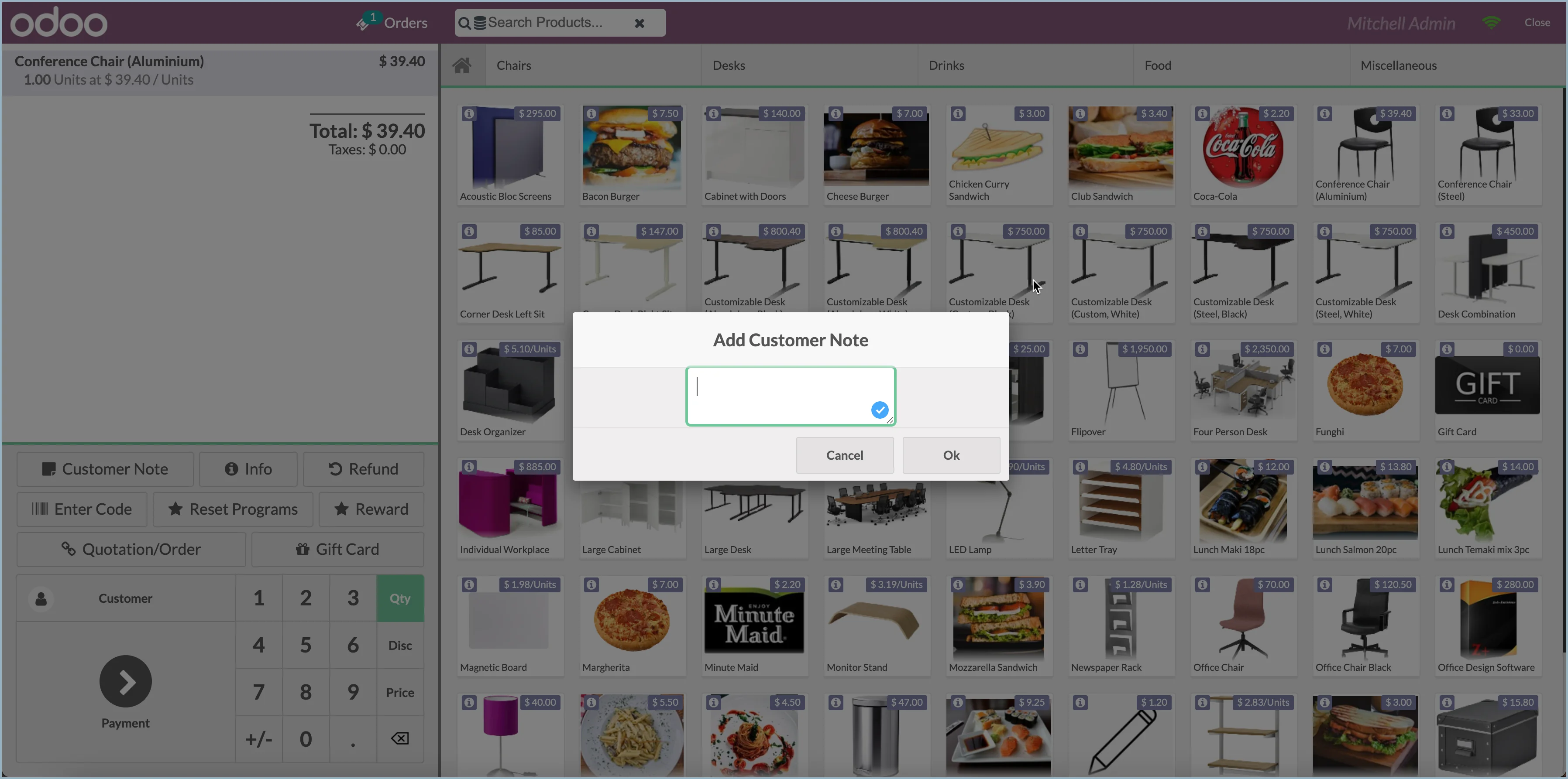 Odoo - Voeg notities toe aan je kassa-orders