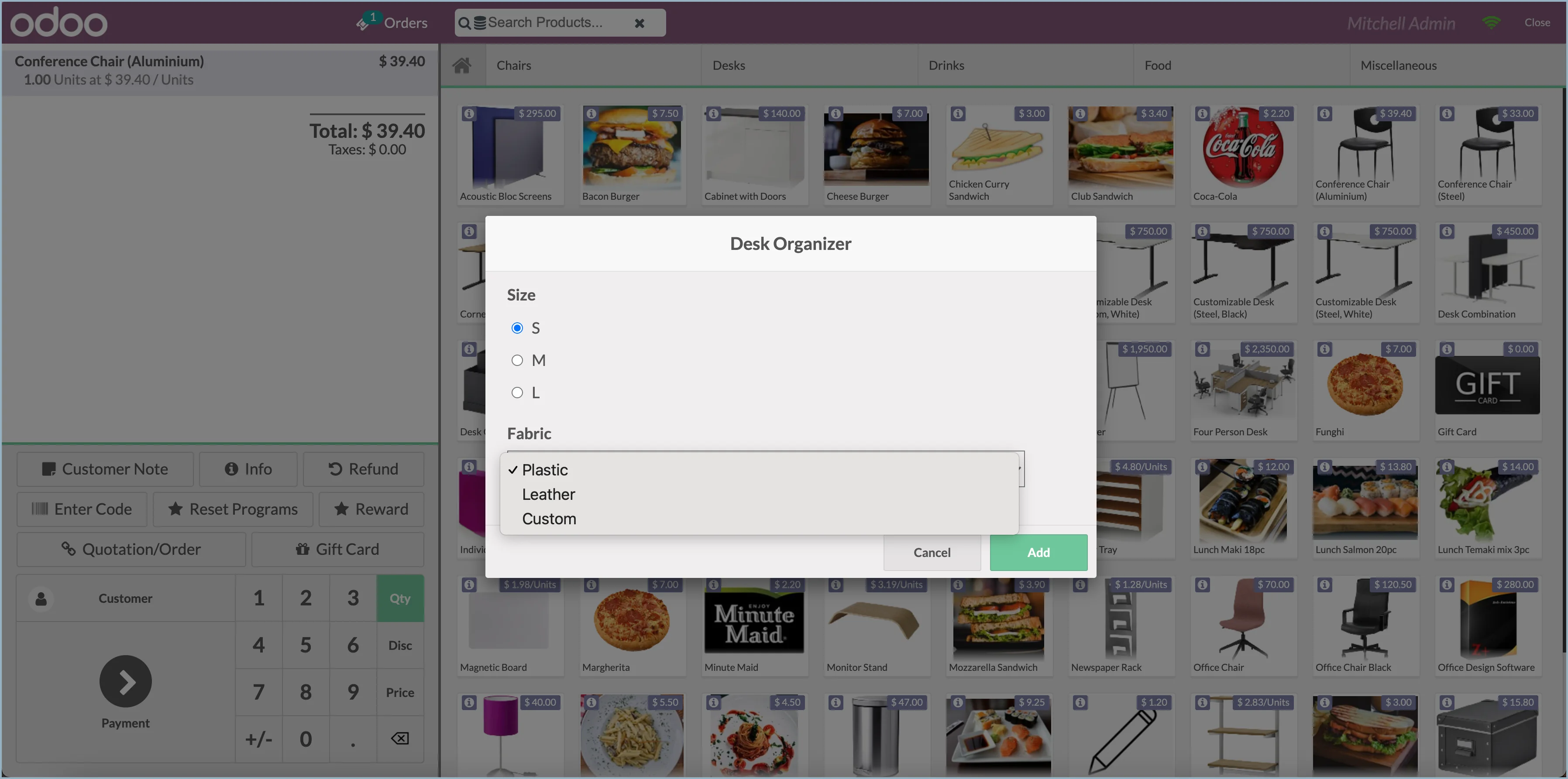 Odoo Kassa productconfigurator