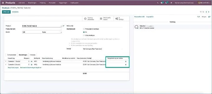 Odoo - Gebruik varianten alleen bij bepaalde componenten bijproduct