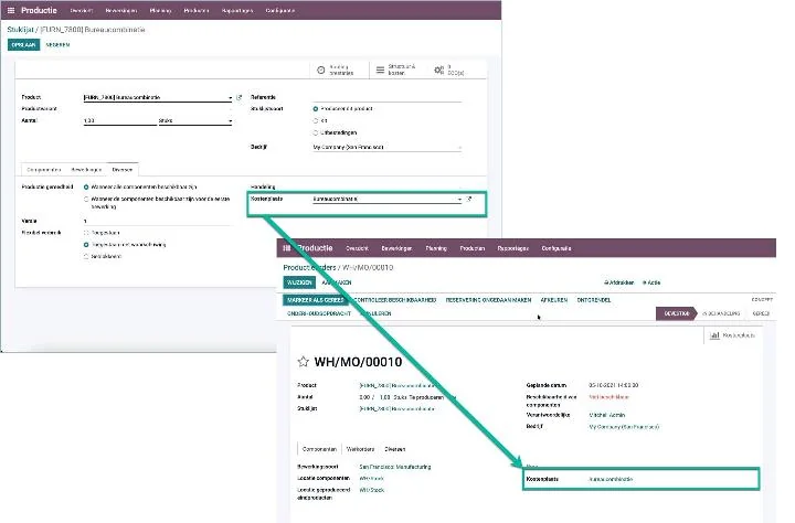 Odoo - Kostenplaatsen productie