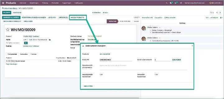 Odoo - Massaproductie serienummer-registratie