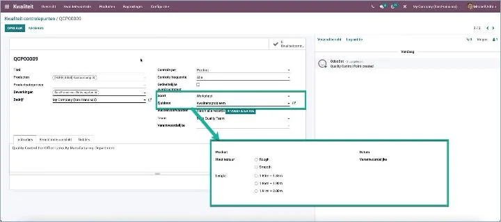 Odoo - Werkbonnen voor kwaliteitscontroles