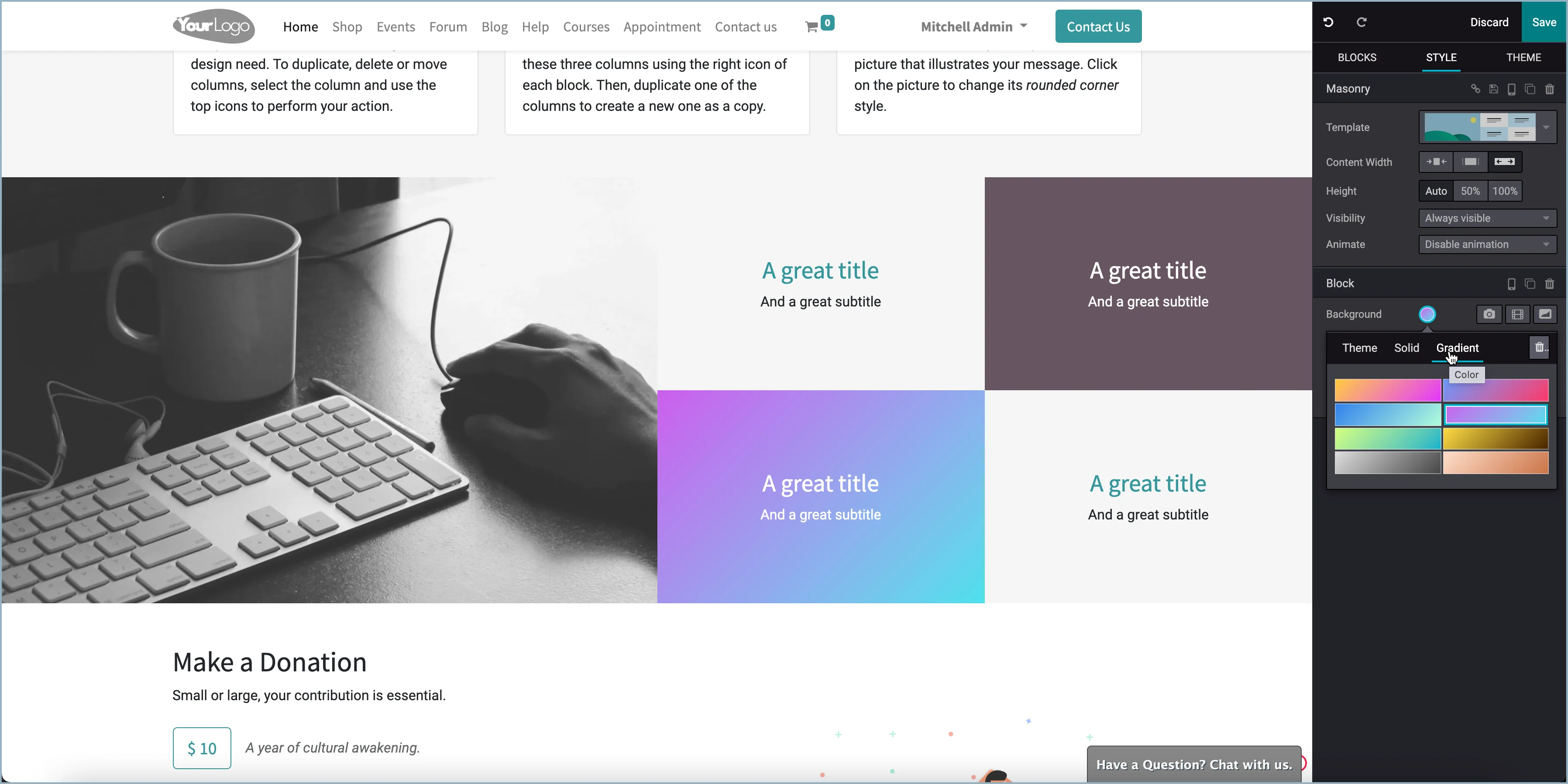 Odoo - Kleurverlopen instellen