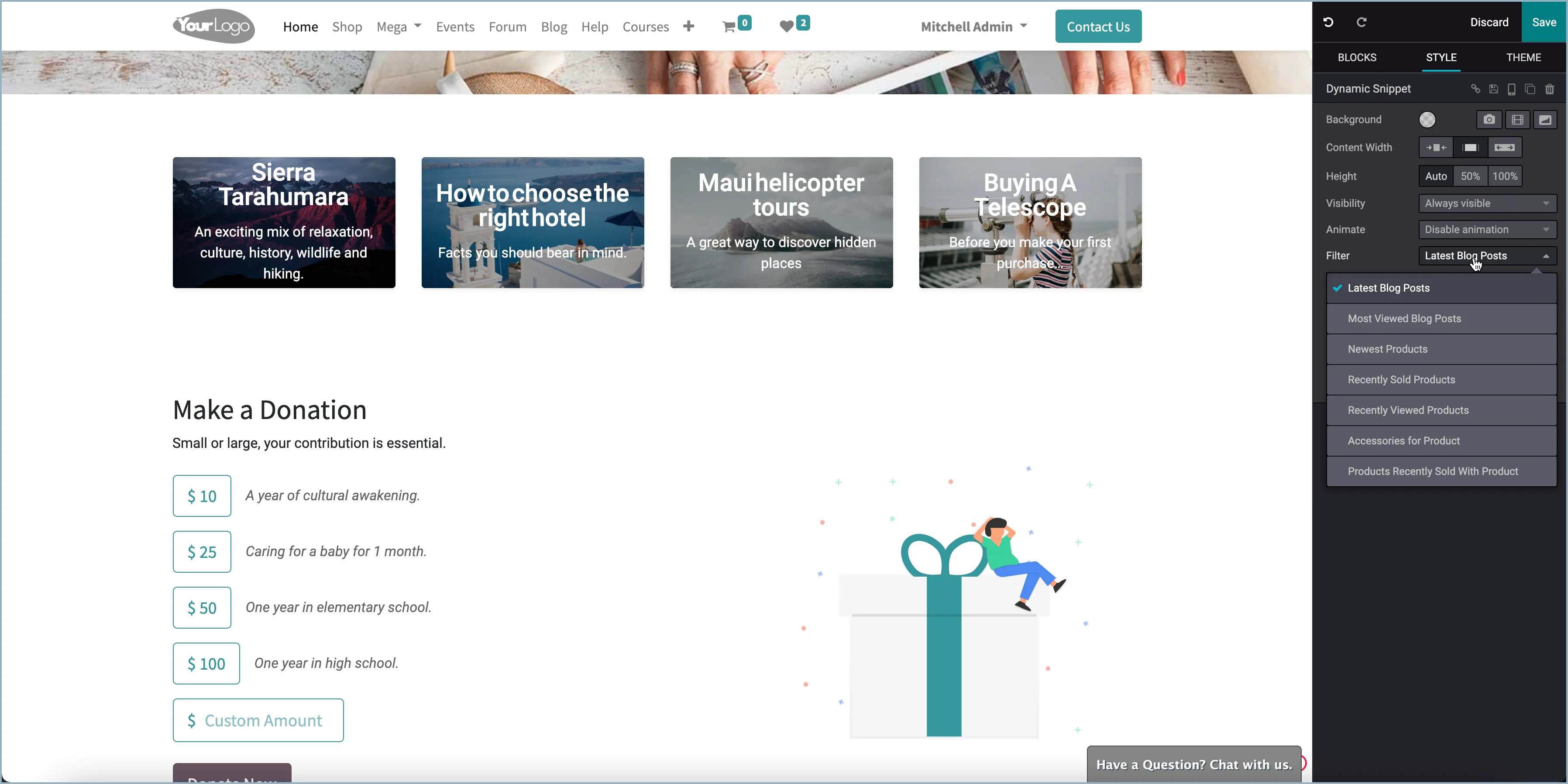 Odoo - Laatste blog post bouwblok