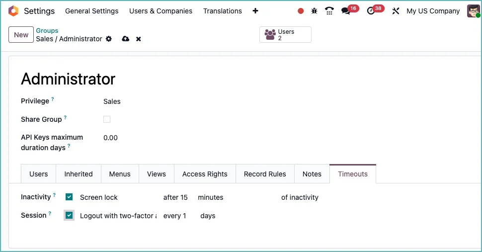 Odoo herauthenticatie bij inactivietit