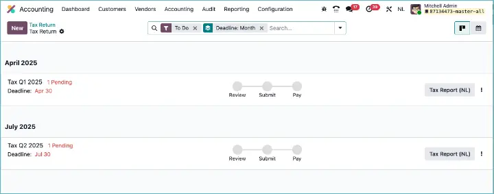 Odoo btw-aangifte proces