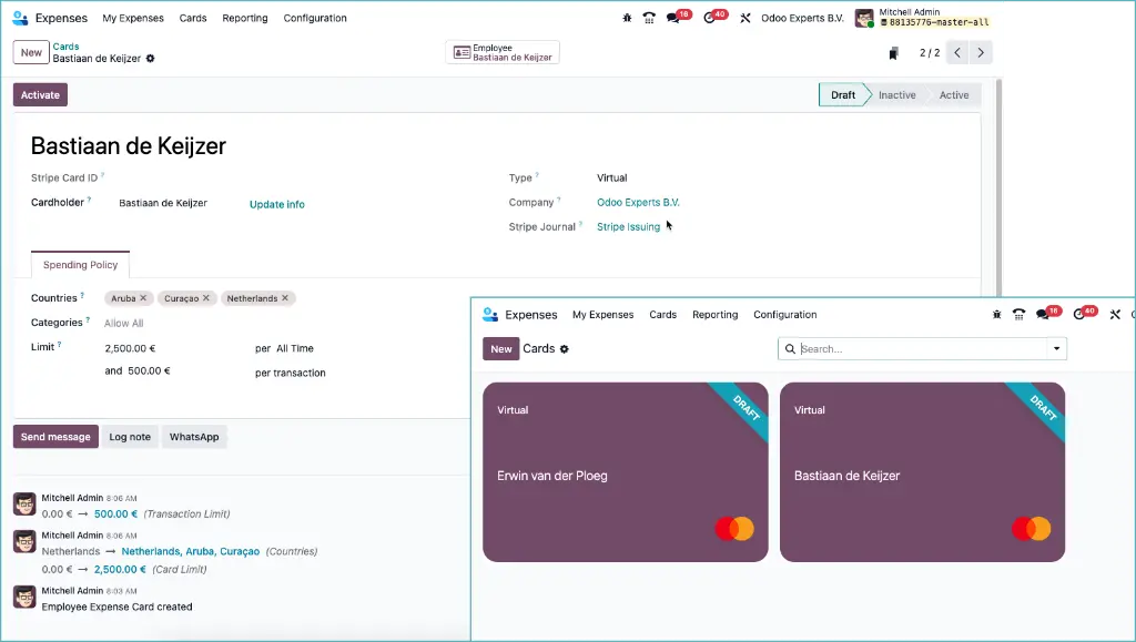 Odoo Stripe Virtuele Credit Card oplossing