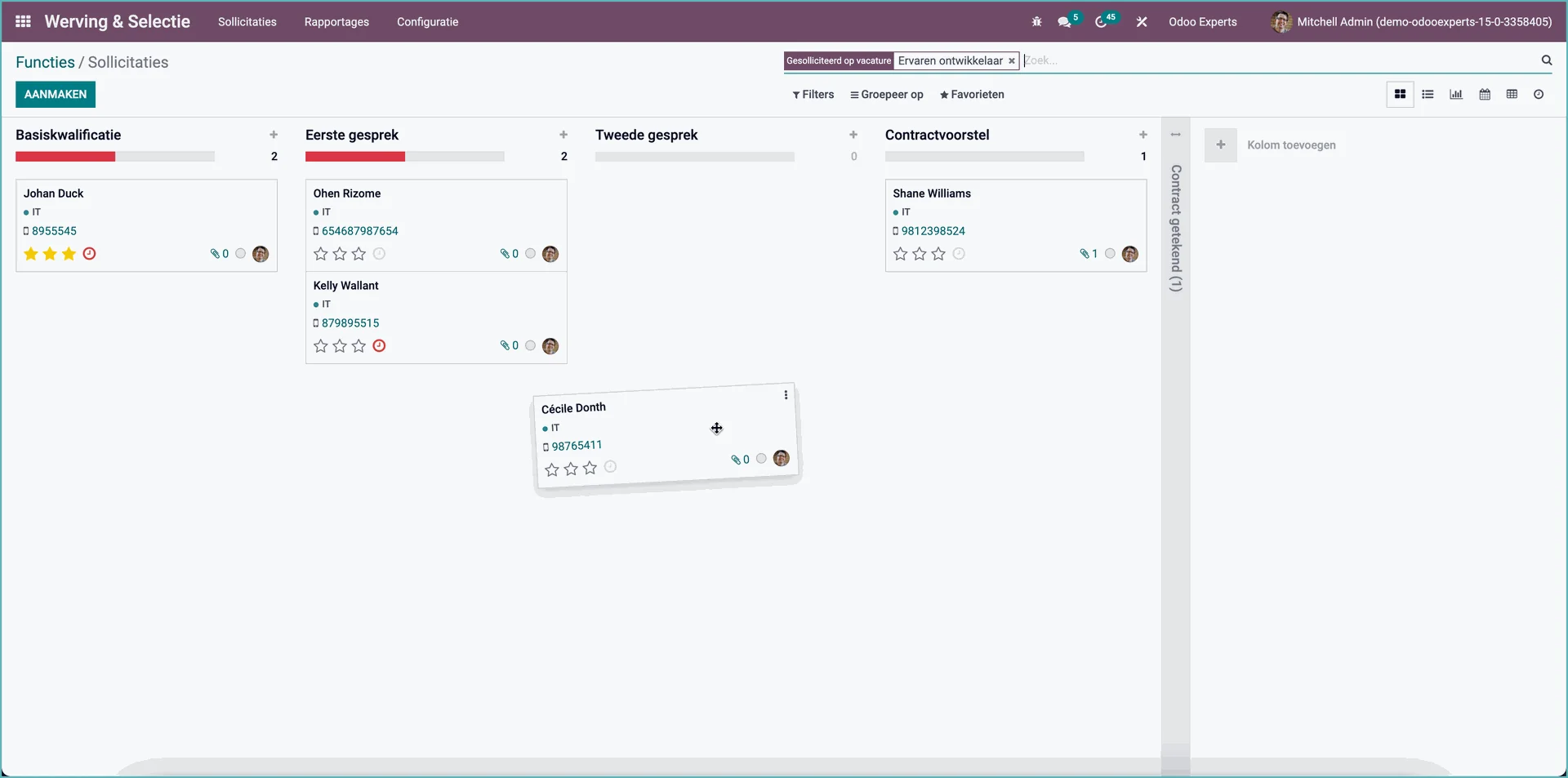 Odoo ECO Kanban weergave